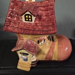 Charming Ceramic Shoe House Cookie Jar